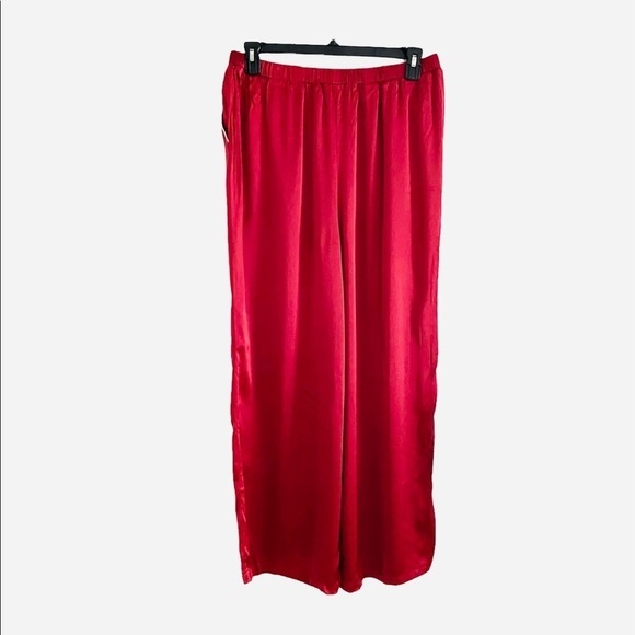 Privacy Please Satin Pajama Pant Revolve Cloe Lounge Pant in Merlot Wide Leg XL - Picture 3 of 6
